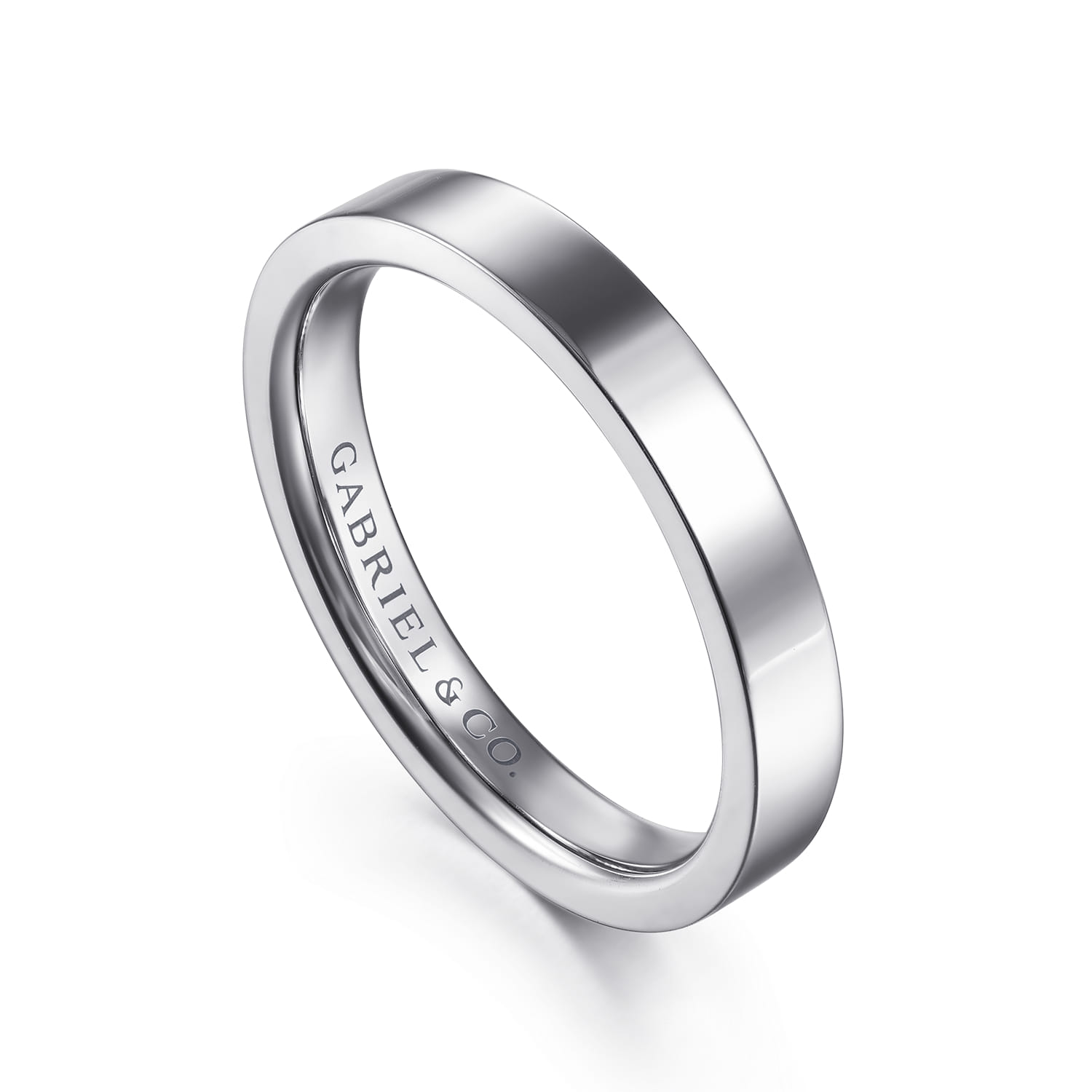 Straight Wedding Ring in 14k White Gold with   at Gabriel & Co. - Shot 3