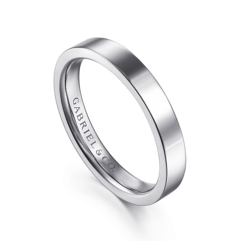 Straight Wedding Ring in 14k White Gold with   at Gabriel & Co. - Shot 3