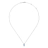 14K White Gold Aquamarine Marquise and Diamond Halo Pendant Necklace - 0.16 ct