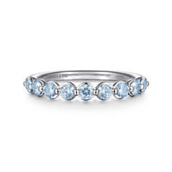 14K White Gold Aquamarine Stackable Ring