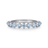 14K White Gold Aquamarine Stackable Ring