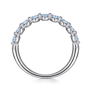 14K White Gold Aquamarine Stackable Ring
