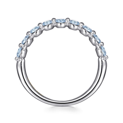 14K White Gold Aquamarine Stackable Ring