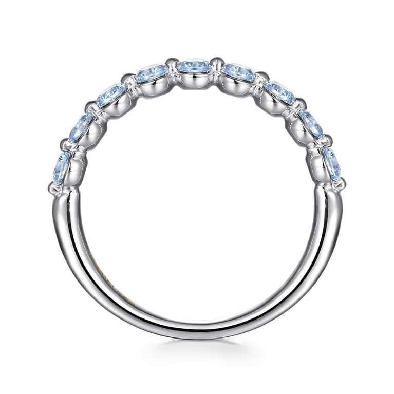 14K White Gold Aquamarine Stackable Ring - Shot 2