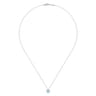14K White Gold Aquamarine and Diamond Halo Pendant Necklace - 0.07 ct
