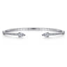 14K White Gold Arrow Diamond Cuff Bracelet - 1 ct