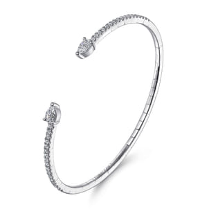 14K White Gold Arrow Diamond Cuff Bracelet