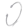 14K White Gold Arrow Diamond Cuff Bracelet - 1 ct