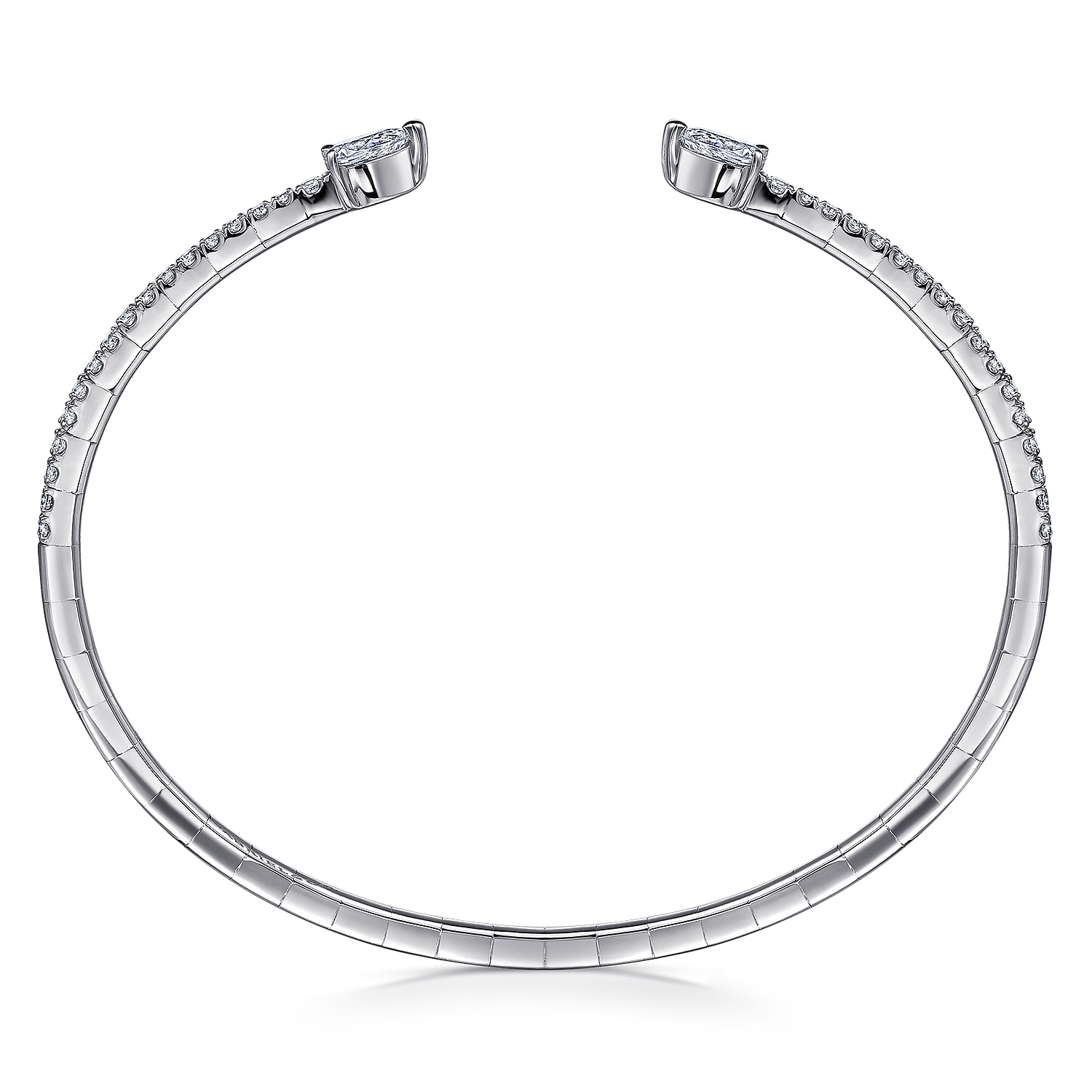 14K White Gold Arrow Diamond Cuff Bracelet - 1 ct - Shot 3