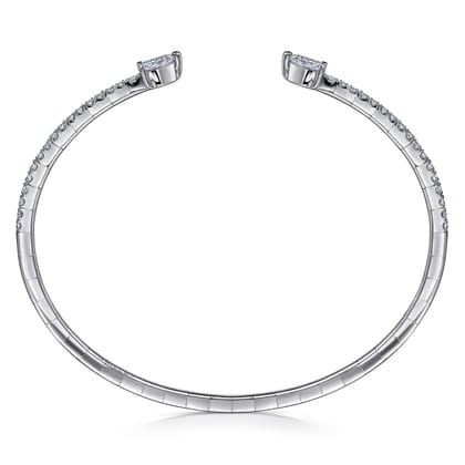 14K White Gold Arrow Diamond Cuff Bracelet