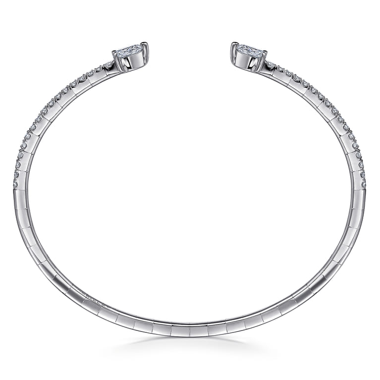 14K White Gold Arrow Diamond Cuff Bracelet - 1 ct - Shot 3