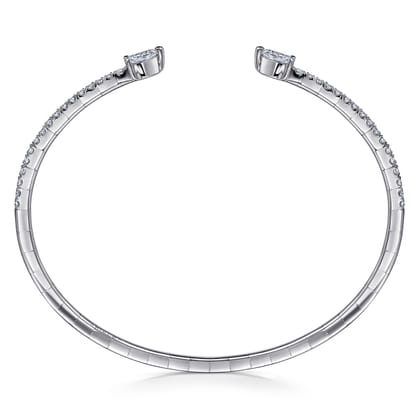 14K White Gold Arrow Diamond Open Bangle Bracelet