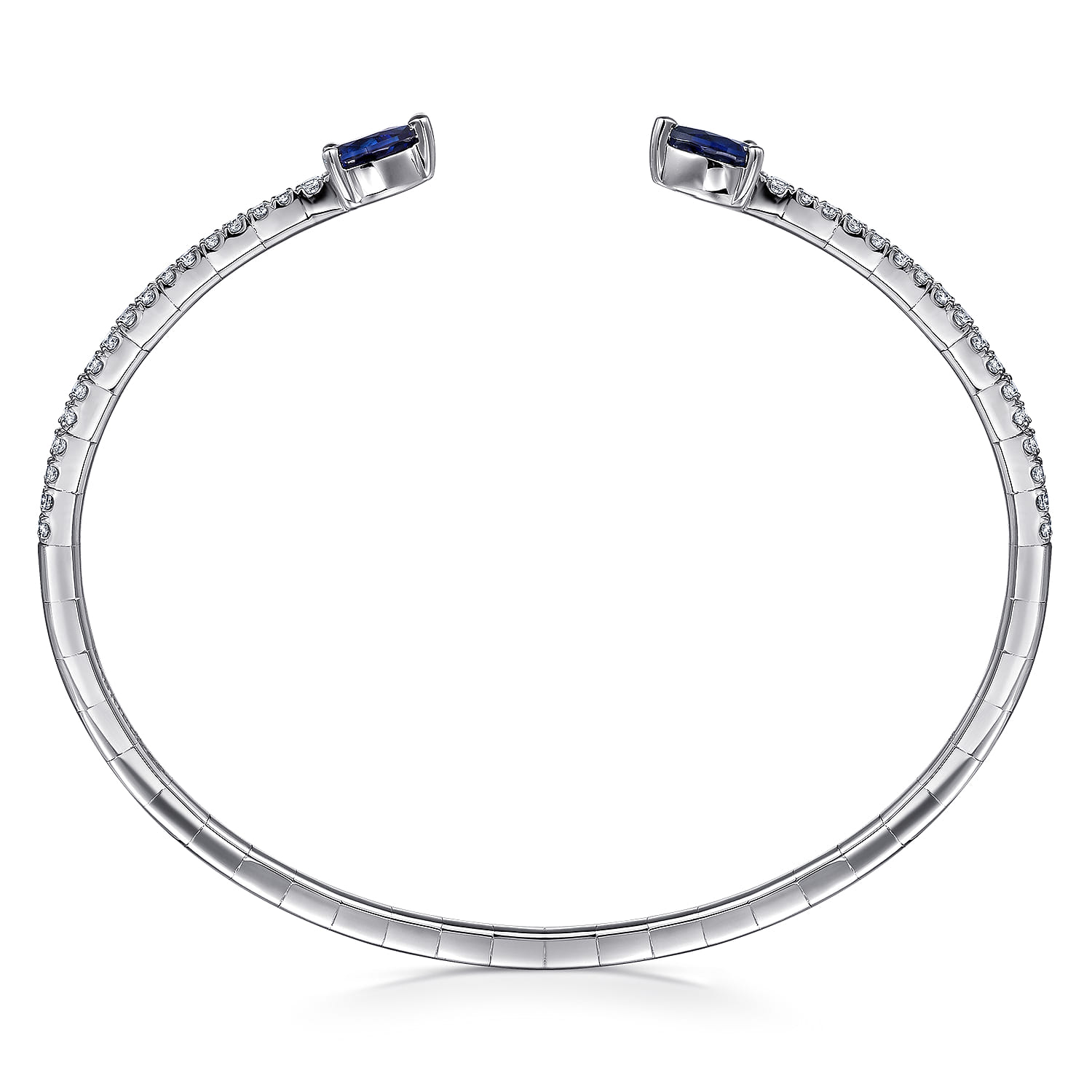 14K White Gold Arrow Sapphire and Diamond Cuff Bracelet - 0.5 ct - Shot 3