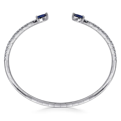14K White Gold Arrow Sapphire and Diamond Cuff Bracelet