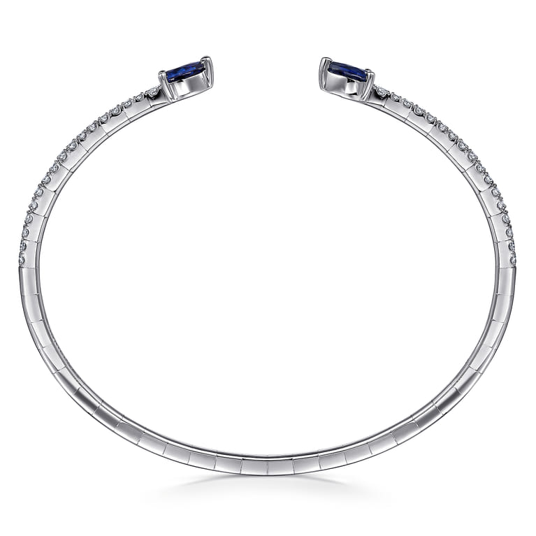 14K White Gold Arrow Sapphire and Diamond Cuff Bracelet - 0.5 ct - Shot 3