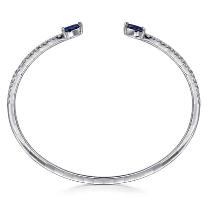 14K White Gold Arrow Sapphire and Diamond Cuff Bracelet