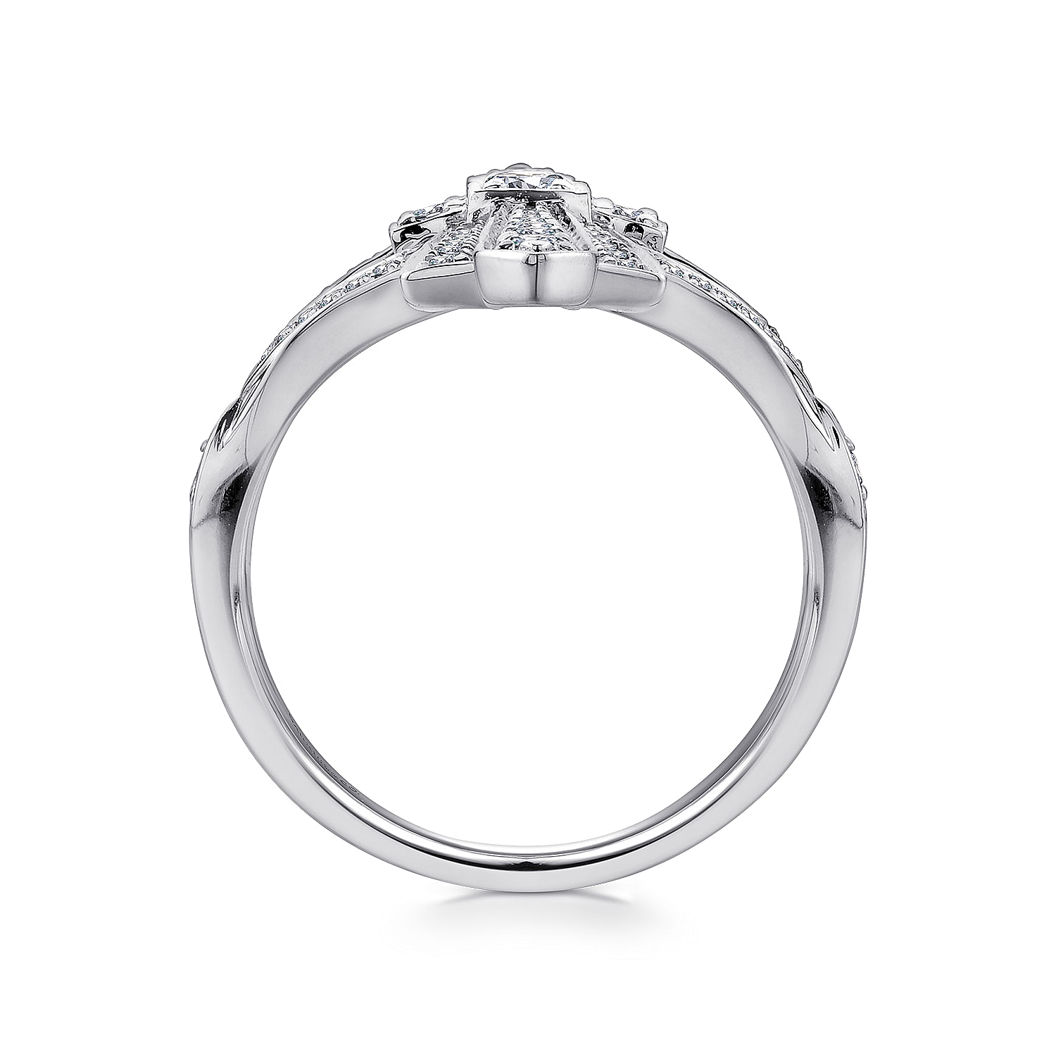 14K White Gold Art Deco Inspired Diamond Ring - 0.75 ct - Shot 2