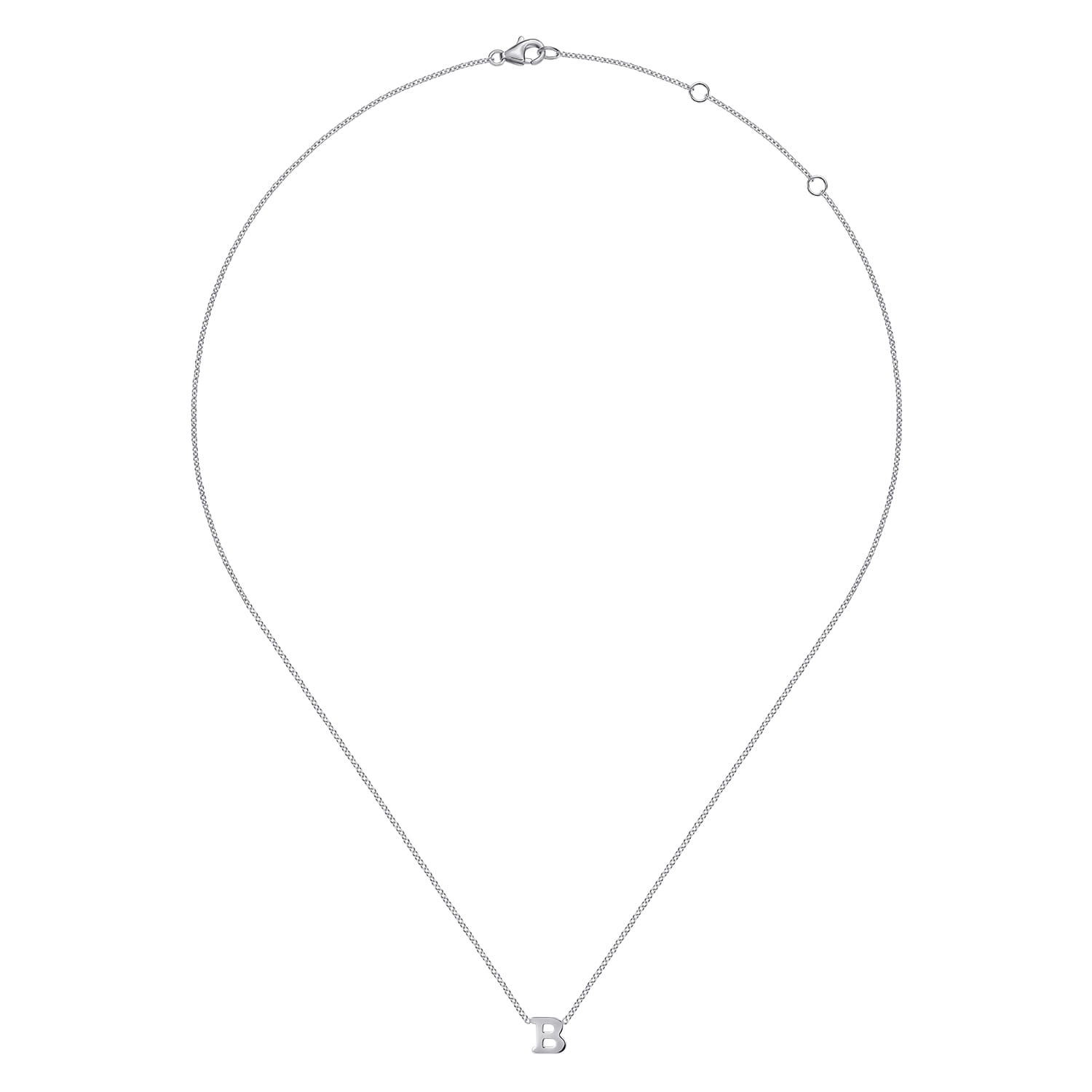 14K White Gold B Initial Necklace - Shot 2