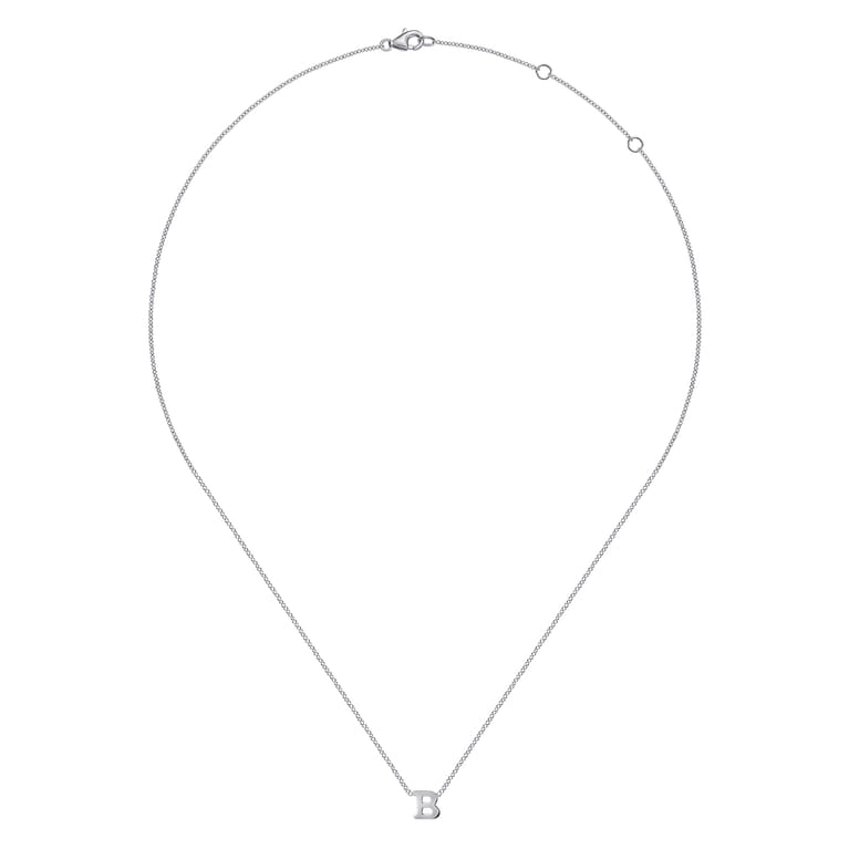 14K White Gold B Initial Necklace - Shot 2