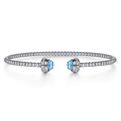 14K White Gold BT - Swiss Blue Topaz Bangle