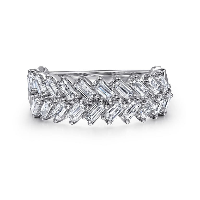 Fancy Wedding Ring in 14k White Gold with Baguette Natural Diamond at Gabriel & Co. - Shot 1