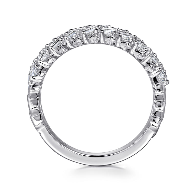 Fancy Wedding Ring in 14k White Gold with Baguette Natural Diamond at Gabriel & Co. - Shot 2