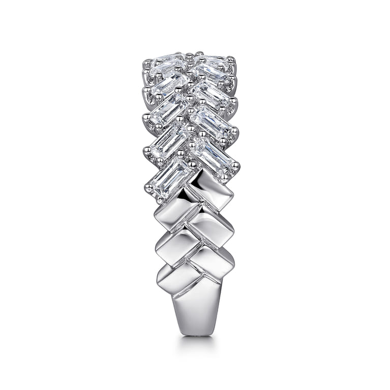 Fancy Wedding Ring in 14k White Gold with Baguette Natural Diamond at Gabriel & Co. - Shot 4