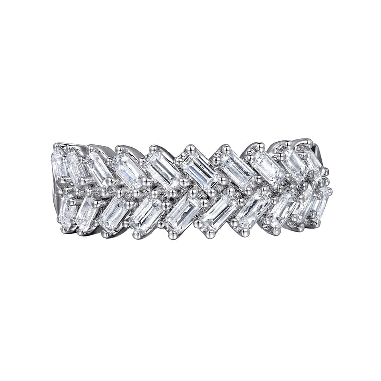 Fancy Wedding Ring in 14k White Gold with Baguette Natural Diamond at Gabriel & Co. - Shot 6
