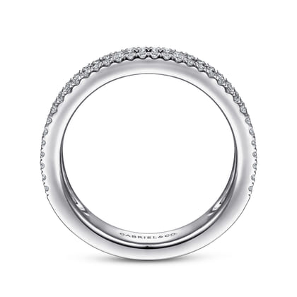 14K White Gold Baguette and Round Diamond Anniversary Band