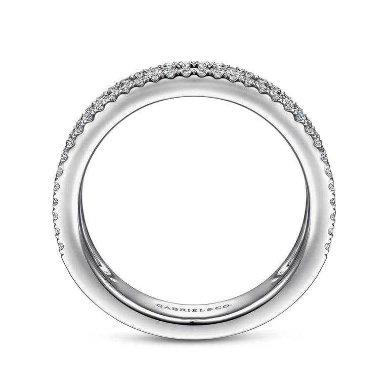 Fancy Wedding Ring in 14k White Gold with Baguette Natural Diamond at Gabriel & Co. - Shot 2