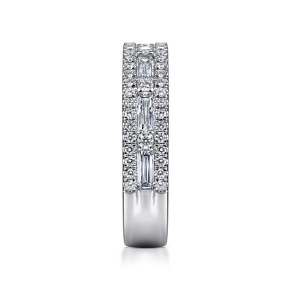 14K White Gold Baguette and Round Diamond Anniversary Band