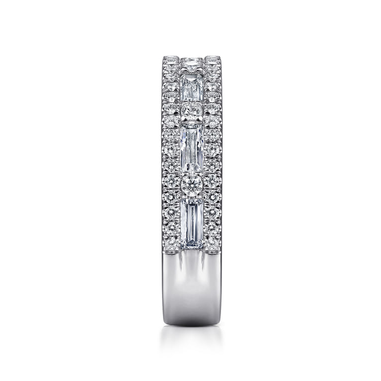 Fancy Wedding Ring in 14k White Gold with Baguette Natural Diamond at Gabriel & Co. - Shot 4