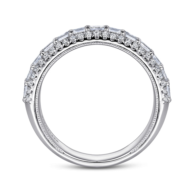 Fancy Wedding Ring in 14k White Gold with Baguette Natural Diamond at Gabriel & Co. - Shot 2