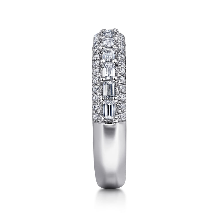 Fancy Wedding Ring in 14k White Gold with Baguette Natural Diamond at Gabriel & Co. - Shot 4