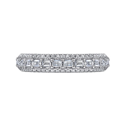14K White Gold Baguette and Round Diamond Anniversary Band
