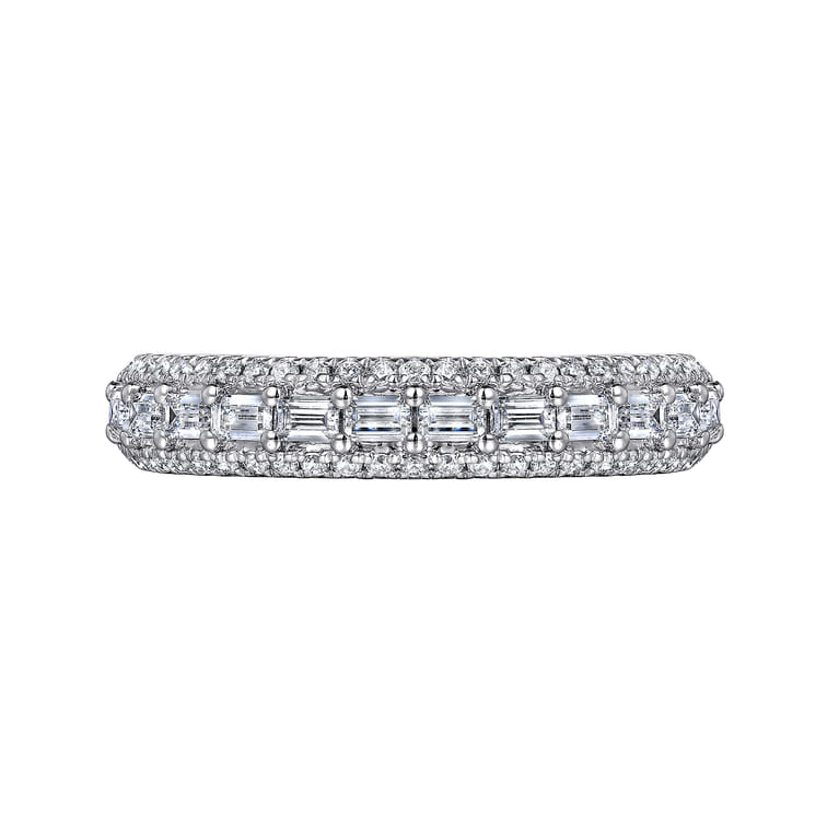 Fancy Wedding Ring in 14k White Gold with Baguette Natural Diamond at Gabriel & Co. - Shot 6