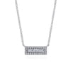 14K White Gold Baguette and Round Diamond Rectangle Pendant Necklace - 0.25 ct