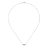 14K White Gold Baguette and Round Diamond Rectangle Pendant Necklace - 0.25 ct