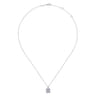 14K White Gold Baguette and Round Diamond Square Pendant Necklace - 0.45 ct