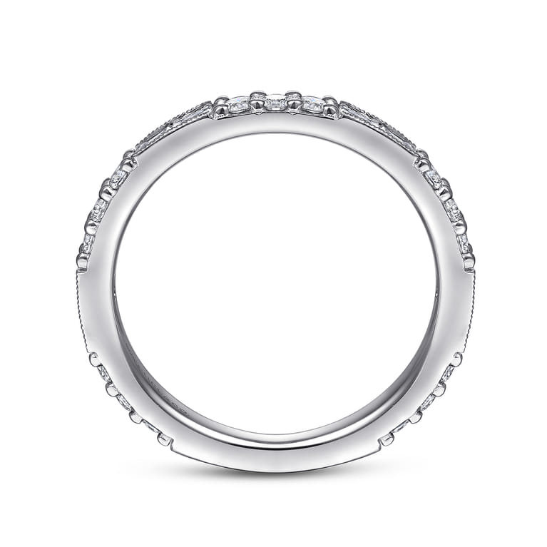 14K White Gold Baguette and Round Diamond Stackable Ring - 0.6 ct - Shot 2