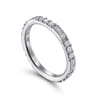 14K White Gold Baguette and Round Diamond Stackable Ring - 0.6 ct