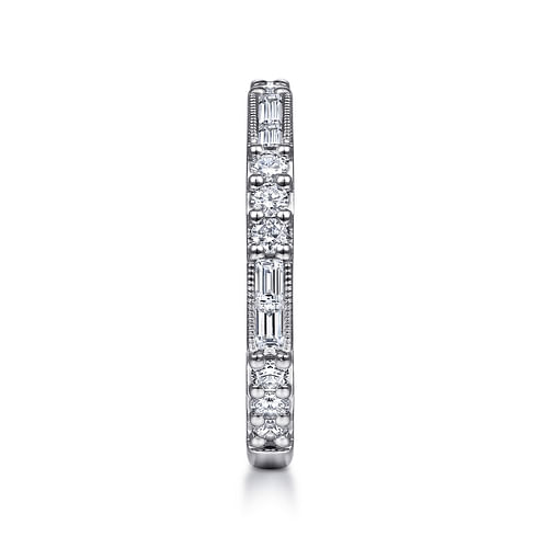 14K White Gold Baguette and Round Diamond Stackable Ring - 0.6 ct - Shot 4