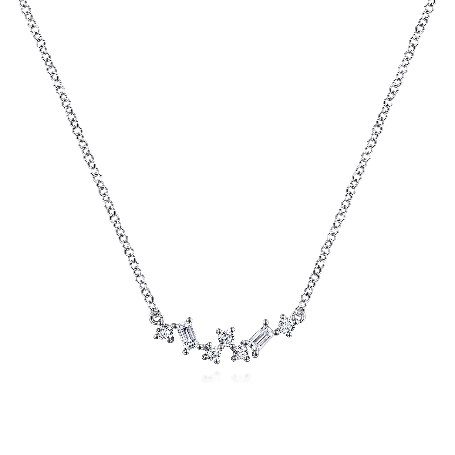 ネックレス・ペンダント STONEHENgE Crossing 14K Cubic Necklace ZINZI silver Y-necklace with subtle links, dangling white