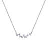 14K White Gold Baguette and Round Diamond Zig Zag Necklace - 0.2 ct