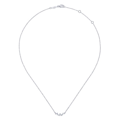 14K White Gold Baguette and Round Diamond Zig Zag Necklace