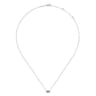 14K White Gold Baguette and Round Halo Rectangular Diamond Pendant Necklace - 0.19 ct