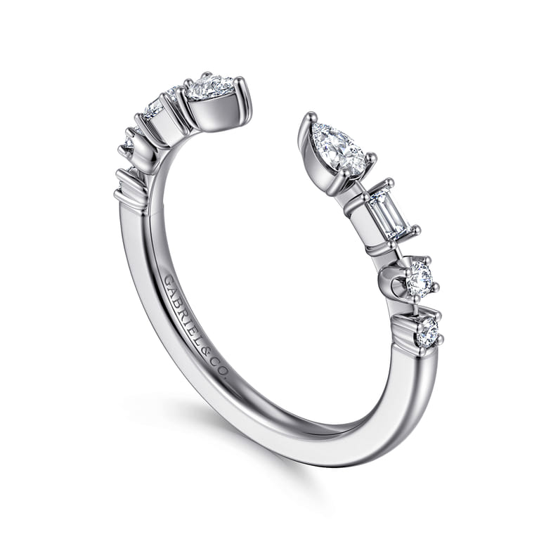 Open Ring Wedding Ring in 14k White Gold with  Natural Diamond at Gabriel & Co. - Shot 3
