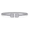 14K White Gold Baguette and Round Rectangular Bujukan Bangle - 0.85 ct