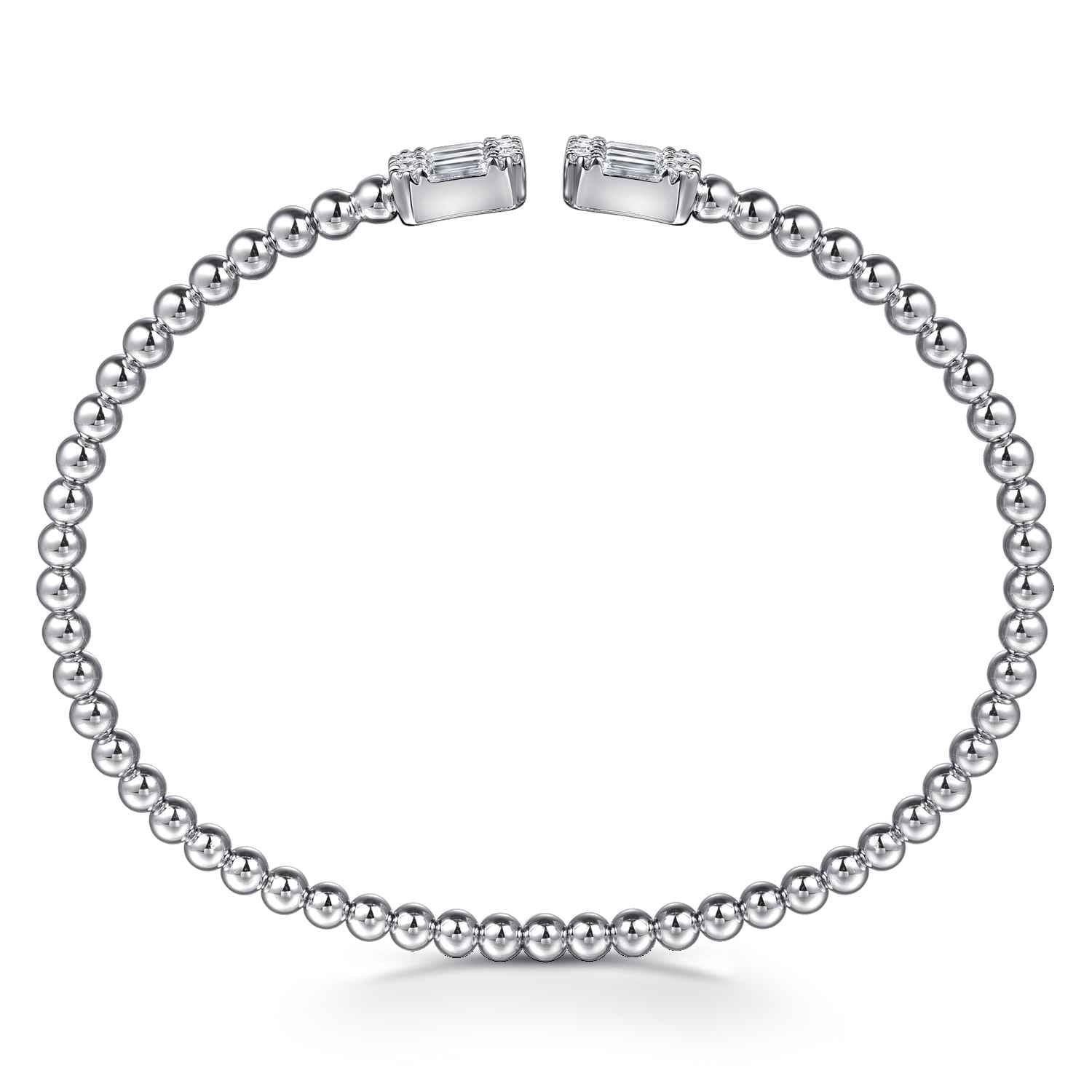 14K White Gold Baguette and Round Rectangular Bujukan Bangle - 0.85 ct - Shot 3