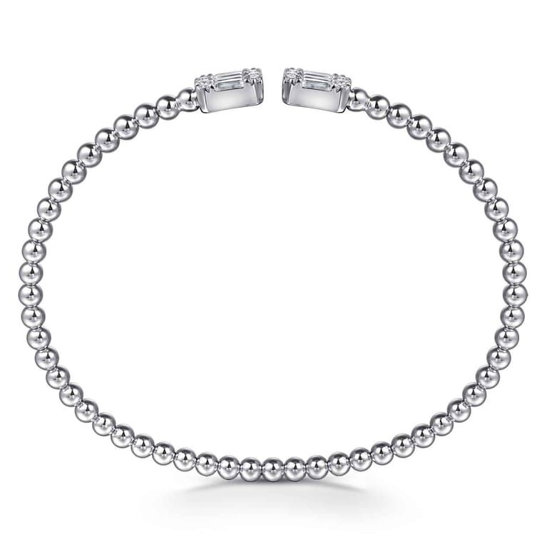 14K White Gold Baguette and Round Rectangular Bujukan Bangle - 0.85 ct - Shot 3